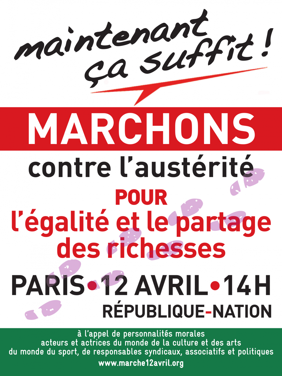 Marche nationale contre l’austérité le 12 avril à Paris